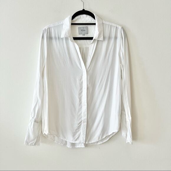 Rails Astrid Tied Flare Sleeve Button Down Blouse in White - Picture 2 of 8